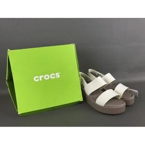 Crocs Brooklyn Low Wedge Sandals Womens 10 NWT Oyster White 206453-159